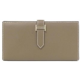Hermès Cartera larga Hermes Bearn Soufflé Otro Gris pardo