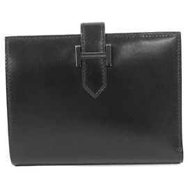 Hermès Hermes Bearn Compact Monochrome Wallet Black