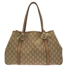 Bolsa Gucci 232957 Bege em tela GG e couro Bege