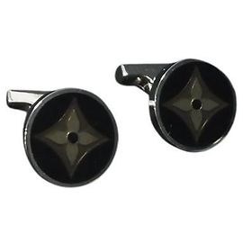 Louis Vuitton Silver and Black Cufflinks Black Silvery