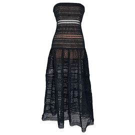 Robe midi bustier en dentelle guipure noire Self Portrait en polyester noir Noir