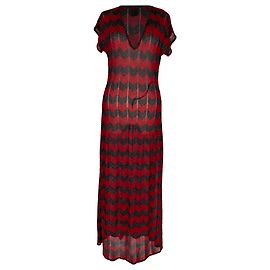 Abito Maxi Missoni Chevron in viscosa rosso e nero Rosso
