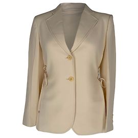 Theory Side-Tie Single-Breasted Blazer in Cream Triacetate White Cream