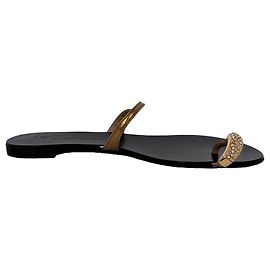 Giuseppe Zanotti Ring Flat Sandals in Black Leather Black