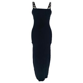 Staud Rio Shell-Embellished Strap Midi Dress in Black Cotton Black