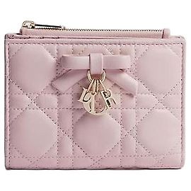 Dior Lady Dalia Wallet Rose Tendre Cannage Lambskin Pink