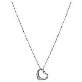 Tiffany & Co Offenes Herz Silberhalskette Silber