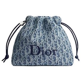 Dior Pouch Travel Last Minute Medium Blue Sponge-Effect Oblique Fabric Blu