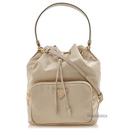 Prada Duet Lina Nylon Bucket Bag Orange