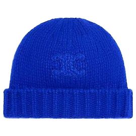 Céline Gorro Triomphe em cashmere e seda Royal Blue Azul