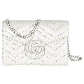 Gucci Sac à épaule mini GG Marmont matelassé White Blanc