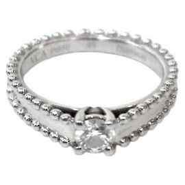 Van Cleef & Arpels Platinum Diamond Estelle Solitaire Ring Silvery
