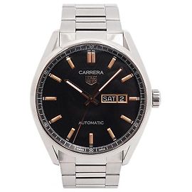 Tag Heuer Carrera Day Date Black Dial Gold Hands Automatic Men's Watch Black