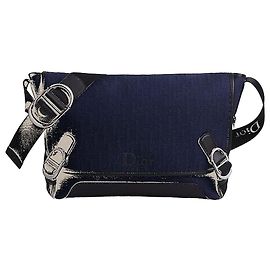 Dior Jet Flap Strap Bag Medium Navy Blue Oblique Jacquard Blue