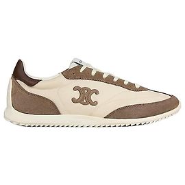 Céline Baskets Racer Nylon, Daim Veau Veau Optic White Brown Marron
