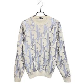 Dior Oblique Reflektierendes Strick-Sweatshirt Weiß
