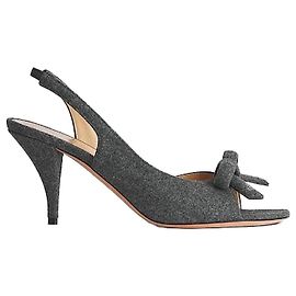 Louis Vuitton Bow Heel Slingback Sandals in Light Gray Virgin Wool Cashmere Brown