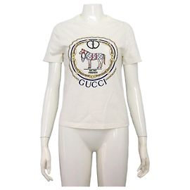 Gucci Camiseta de manga corta para mujer en jersey de algodón interlocking Blanco