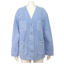 Miu Miu Cotton Logo Back Denim Women's Jacket Season Blue