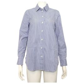 Céline Camisa de algodão com riscas azuis para mulher Branco