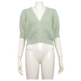 Céline Kurzarm-Cardigan aus Seidenmohair für Damen Weiß
