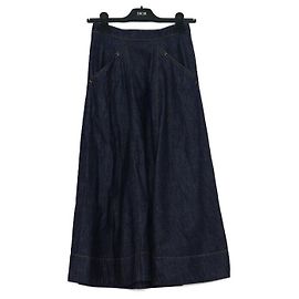 Dior Falda larga plisada de denim Negro