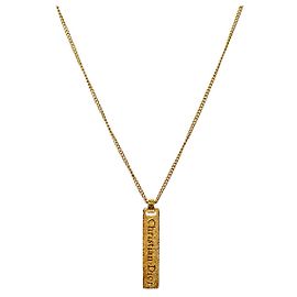 Dior Cubic Christian Plate Gold Necklace Golden