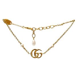 Gucci Pulseira Dupla de Ouro e Pérolas Dourado