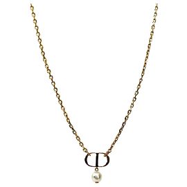 Dior Collier Pearl Drop Petite CD Gold Doré