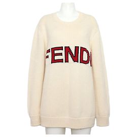 Fendi Big Logo Wollpullover Unisex Weiß