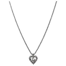 Dior Collar Oblique de Plata Corazón Cubic Plata