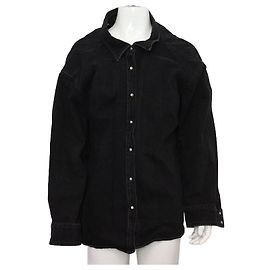 Balenciaga Pinch Black Denim Oversized Unisex Shirt Jacket Blau