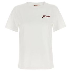 Marni T-shirt de algodão com detalhe de logótipo em flock Branco