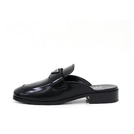 Prada Brushed Black Mule Slippers with Triangular Logo Black