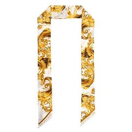 Versace Pañuelo corbata de sarga de seda estampado Blanco