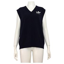 Gucci Unisex Strickweste mit besticktem Logo Blau