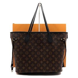 Louis Vuitton Bolsa de Ombro Neverfull Inside Out MM em Couro Preto Monogram Preto