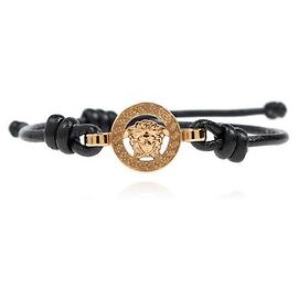 Versace Pulseira de couro Medusa Preto