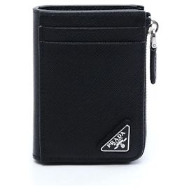 Prada Tarjetero de piel Saffiano Negro