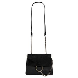 Chloé Mini borsa a tracolla con catena Fay in camoscio nero Nero