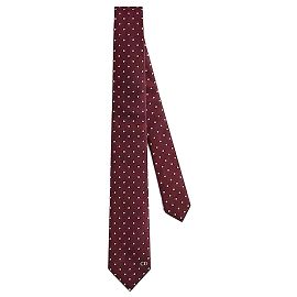 Dior Corbata de lunares Burdeos de seda Roja