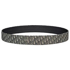 Dior Sangle de ceinture réversible Beige Black Micro Jacquard, Veau grainé noir Marron