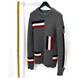 Moncler Long Sleeve Knit with Black Logo Brown