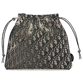 Dior Bolsa Travel Last Minute Pouch Medium Blue Oblique Jacquard Azul