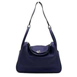 Hermès Saco Tote e de Ombro LINDY Navy Swift Azul