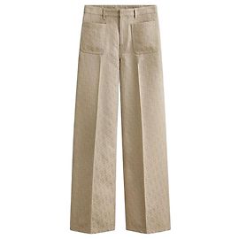 Dior Calças Flare Beige Oblique em gabardine de algodão e seda Marrom
