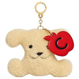 Céline Charm Pom Pom Triomphe in vitello shearling Natural Ultra Red Rosso