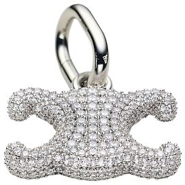 Céline Triomphe Charm Strass Messing Rhodium-Finish Silver/White Weiß