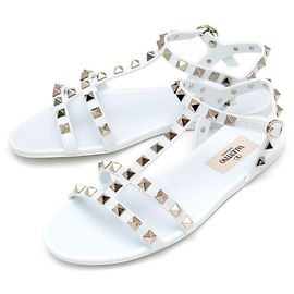 Valentino Rockstud Strap Sandals White