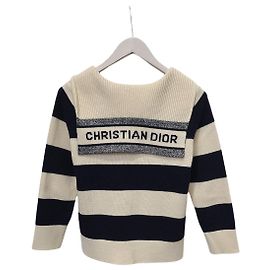 Dior Marinere Pullover aus Wolle-Kaschmir-Strick Marineblau Ecru Blau